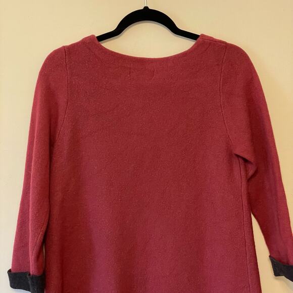 Nanette Lepore M red long sleeve sweater zip hem black cuffed wool blend - Picture 8 of 10
